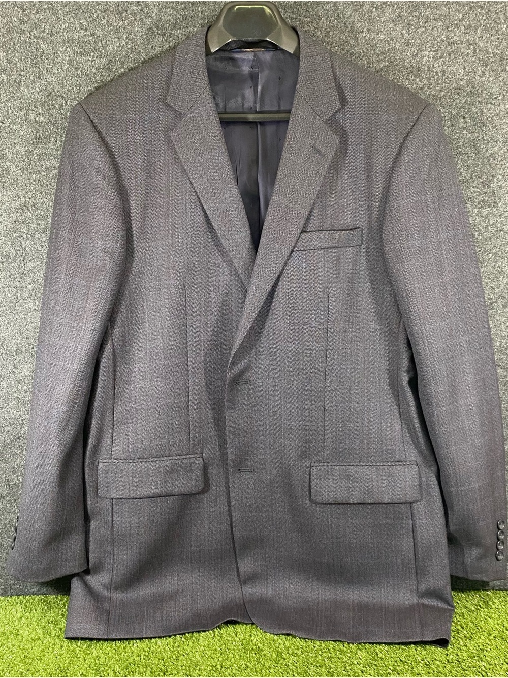 Joseph and Feiss Gold Blazer Jacket Mens 46 X-Long Navy Herringbone Wool